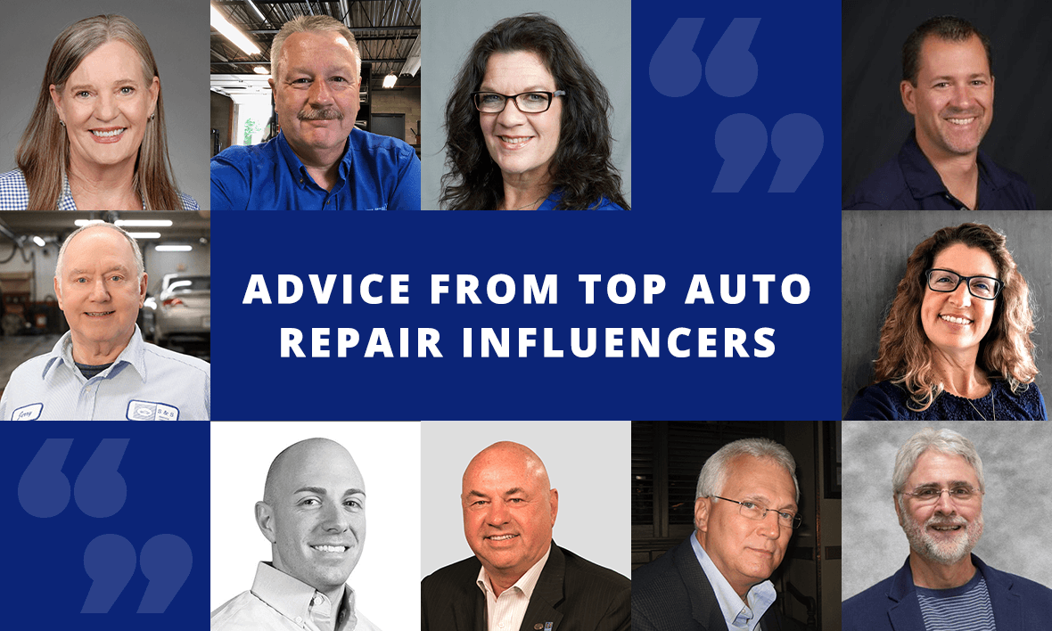 Advice from top auto repair influencers with headshot collage