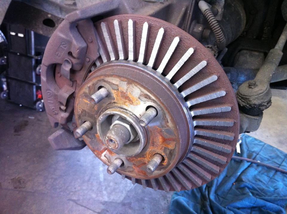 Image of a brake rotor worn through