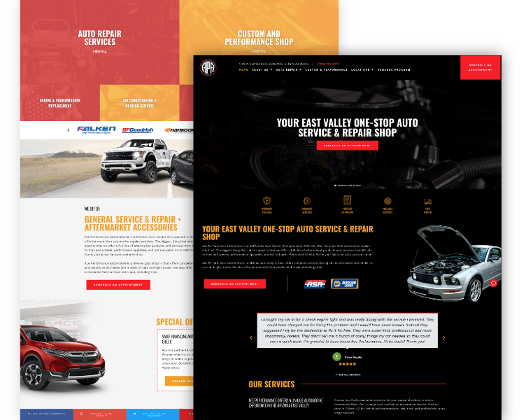 Ace Performance Automotive Case Study with new website design images from Shop Marketing Pros