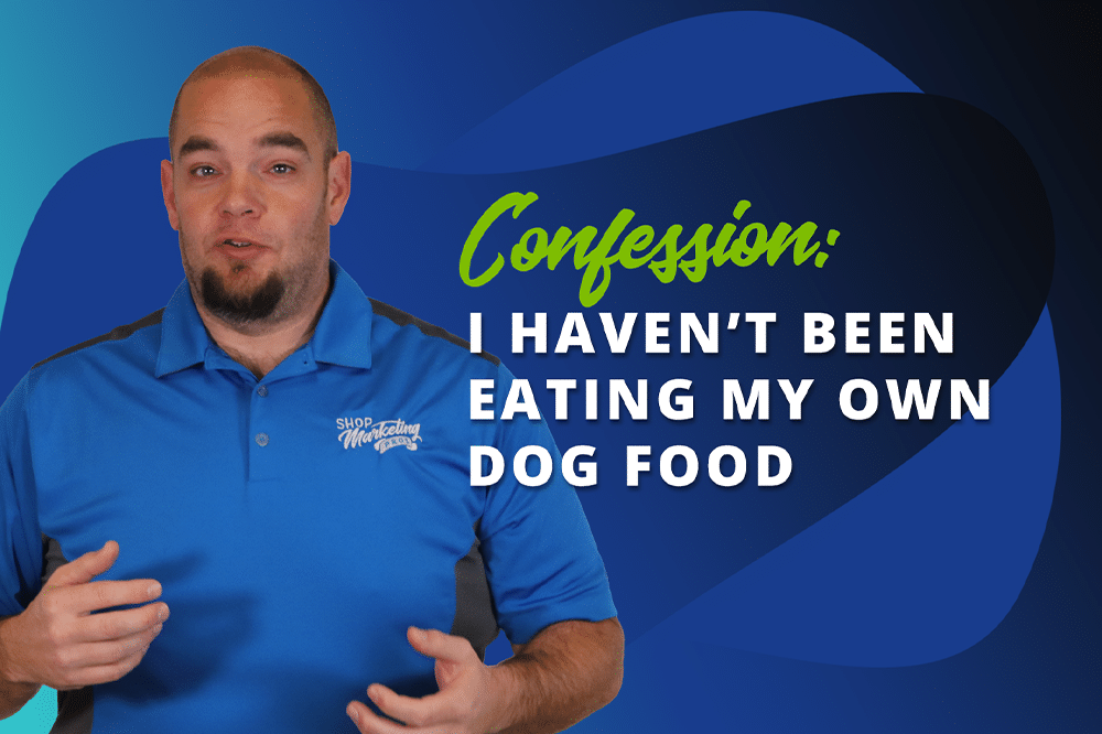 Blog post title card: Confession - I haven't been eating my own dog food with author Brian Walker image