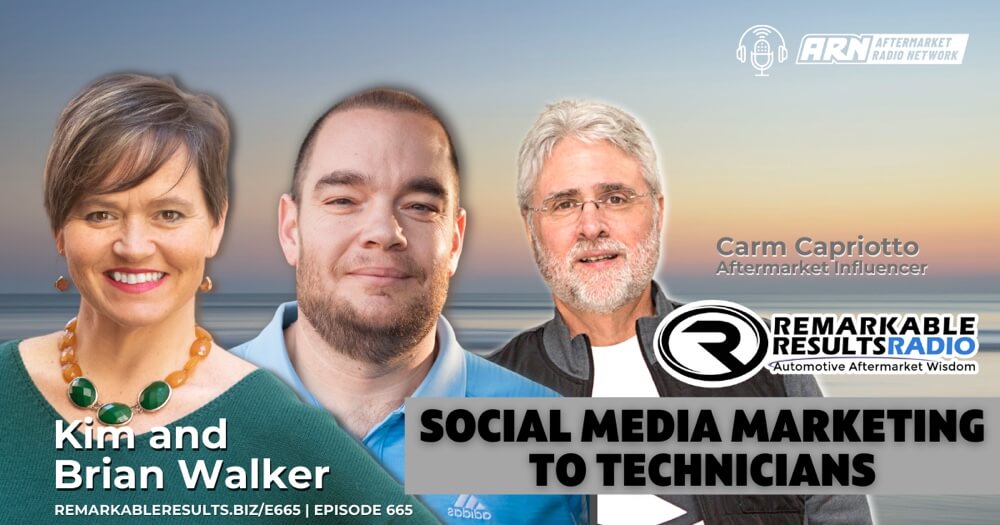 Shop Marketing Pros in Hammond LA owners Kim and Brian Walker with Carm Capriotto featured on Remarkable Results Radio podcast episode 665 discussing social media marketing to technicians