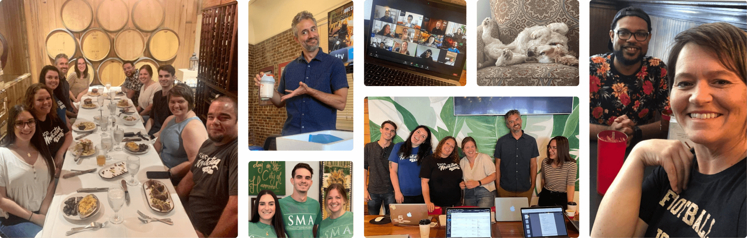 collage of employees and owners at Shop Marketing Pros
