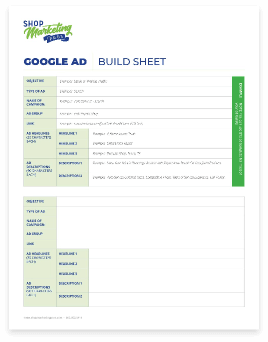 blank Google Ad Build Sheet with SMP logo